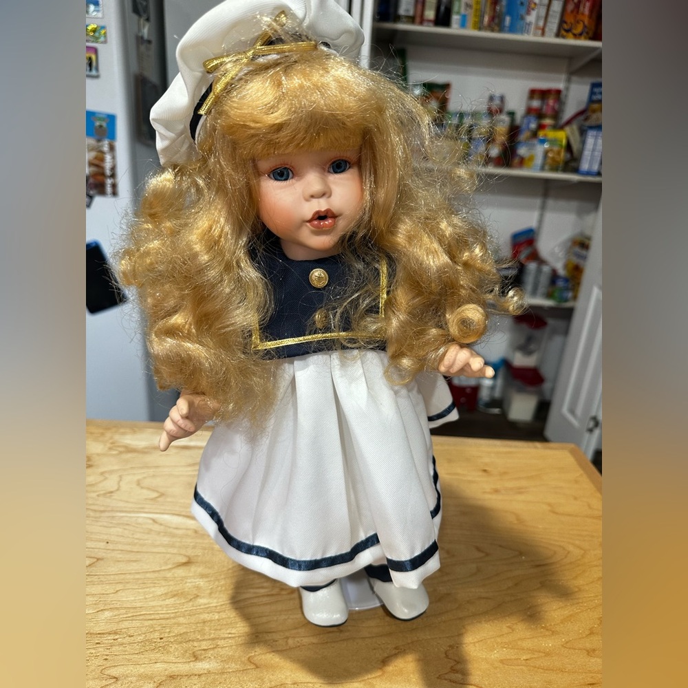 Blond Haired Sailor Porcelain Doll